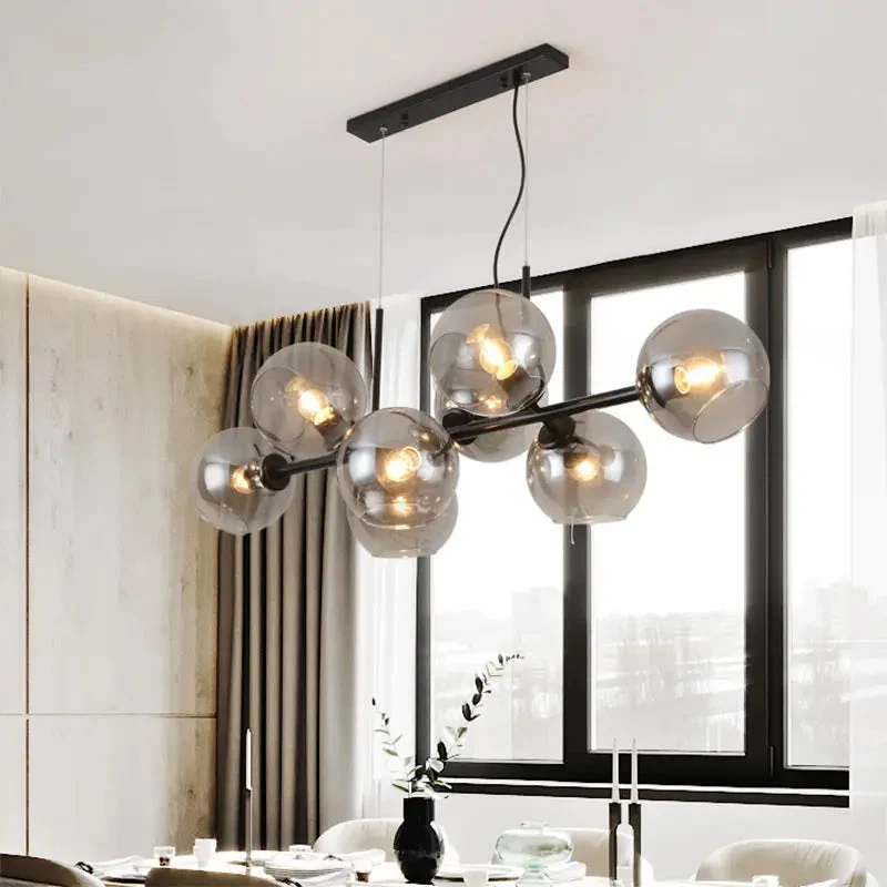 Nordic creative bedroom dining room chandelier modern minimalist long living room magic bean glass molecular bubble chandelier
