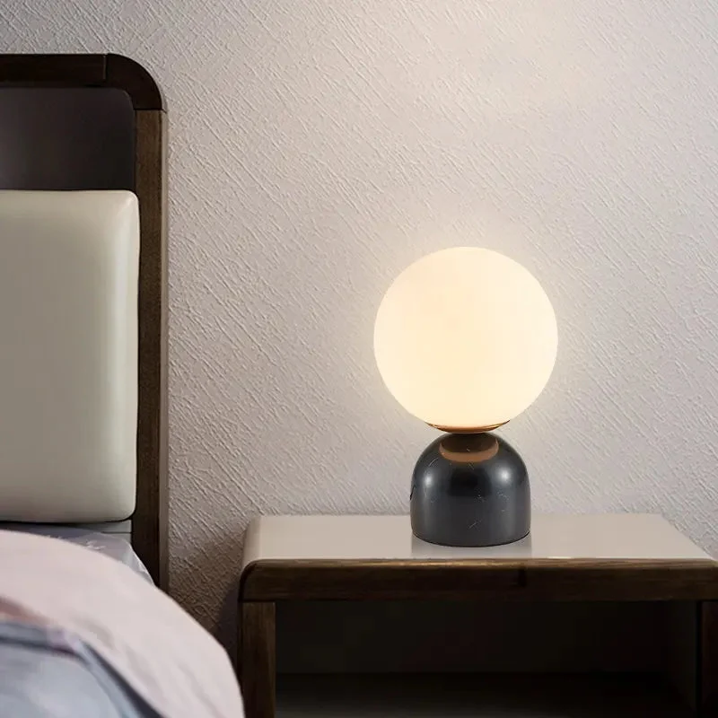 Nordic glass ball small table lamp simple modern light luxury marble children's room bedroom bedside lamp