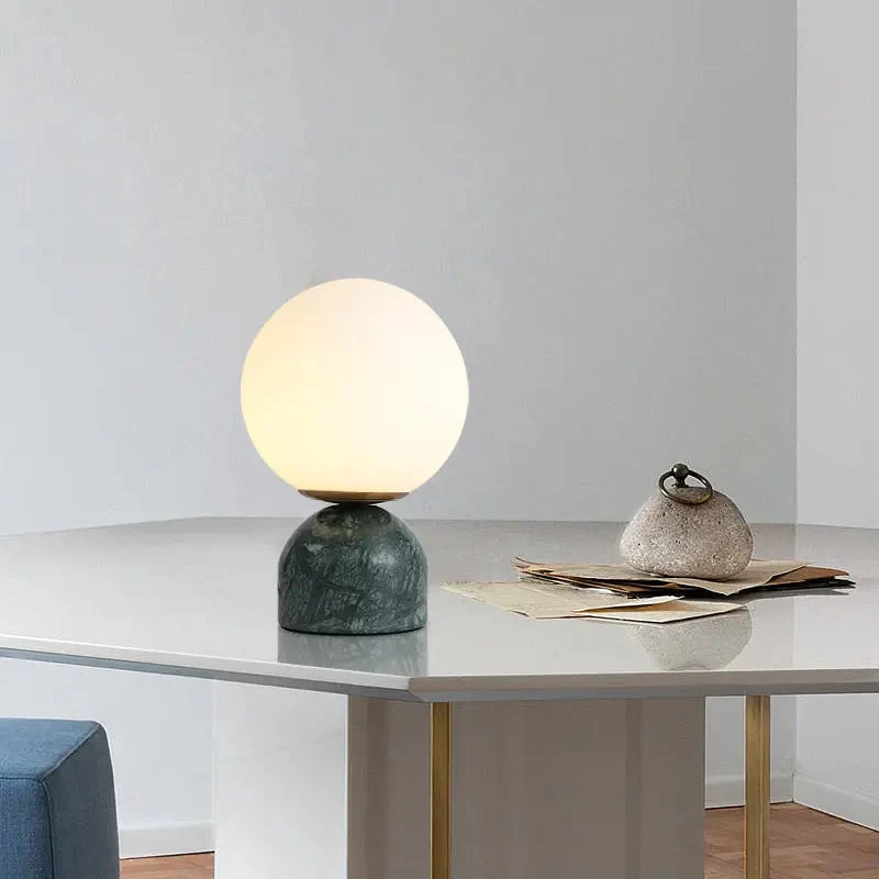Nordic glass ball small table lamp simple modern light luxury marble children's room bedroom bedside lamp