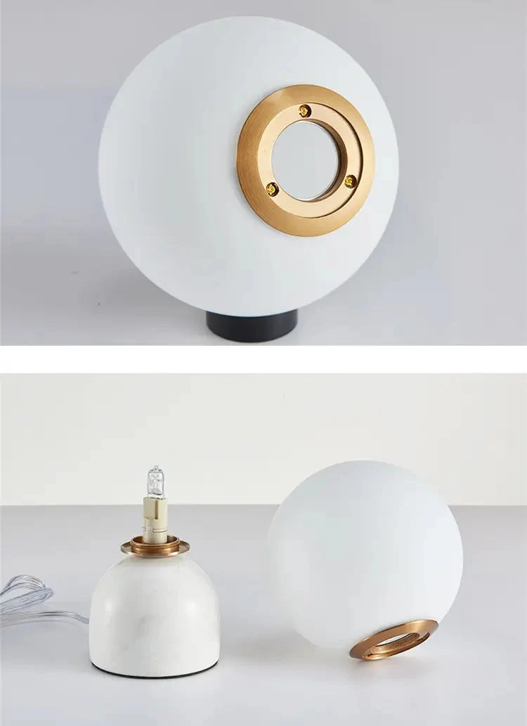 Nordic glass ball small table lamp simple modern light luxury marble children's room bedroom bedside lamp