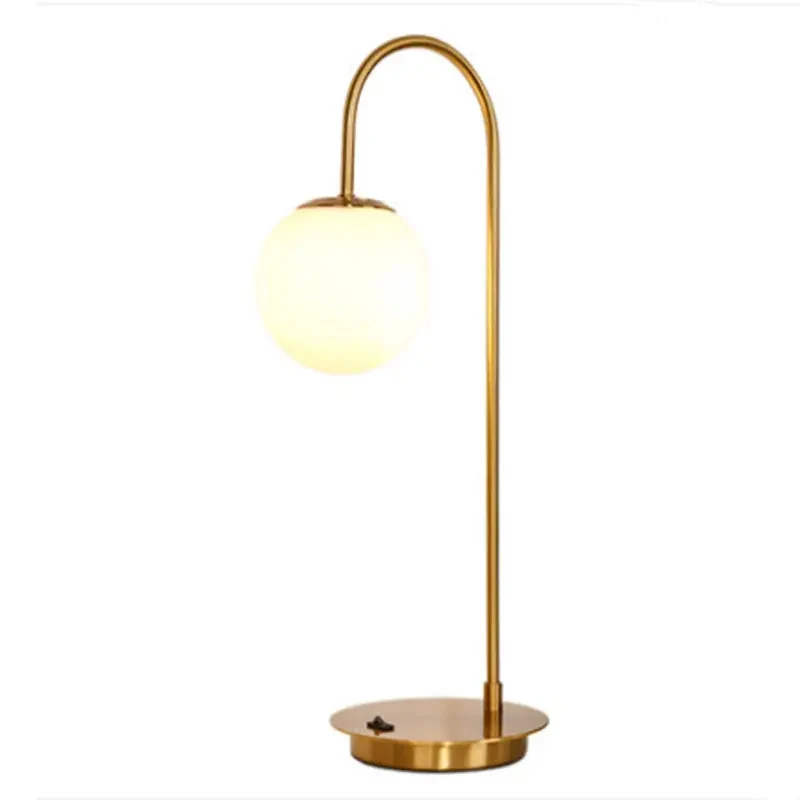 Nordic hotel guest room table lamp golden light luxury living room study bedroom bedside glass ball table lamp
