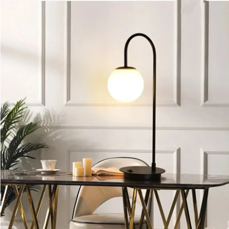 Nordic hotel guest room table lamp golden light luxury living room study bedroom bedside glass ball table lamp