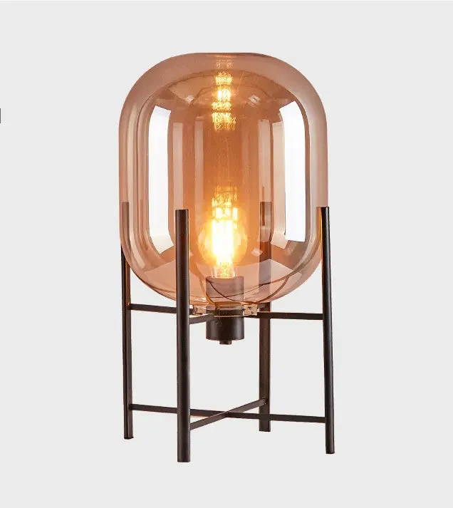 Nordic post-modern decorative table lamp melon glass lamp simple personality decoration bedroom bedside lamp