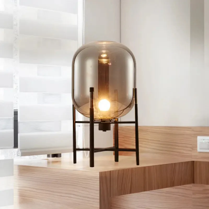 Nordic post-modern decorative table lamp melon glass lamp simple personality decoration bedroom bedside lamp