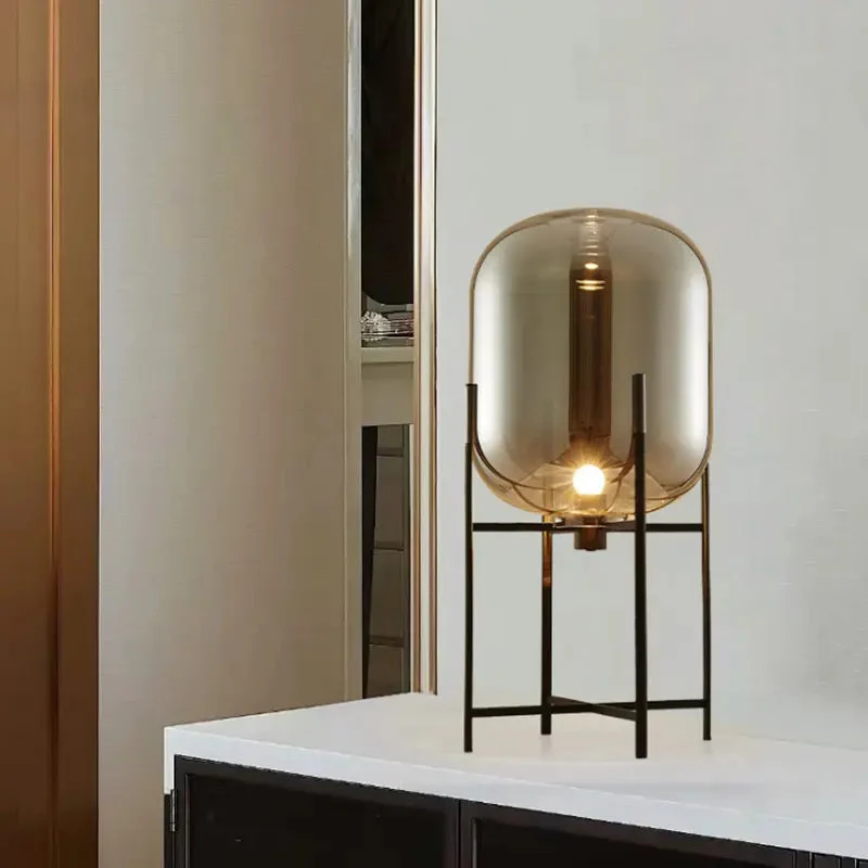 Nordic post-modern decorative table lamp melon glass lamp simple personality decoration bedroom bedside lamp