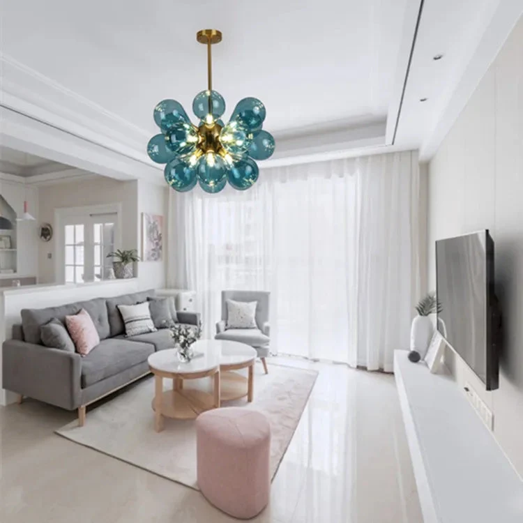 Postmodern light luxury creative Colour bubble ball bedroom dining room glass chandelier