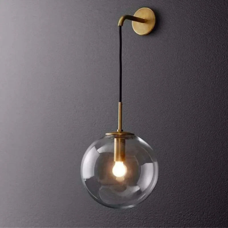 Postmodern ball glass wall lamp simple personality Nordic corridor balcony lamp living room bedroom bed bubble lamp