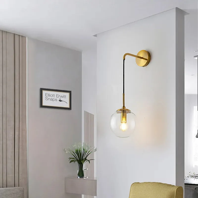 Postmodern ball glass wall lamp simple personality Nordic corridor balcony lamp living room bedroom bed bubble lamp