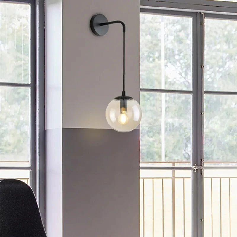 Postmodern ball glass wall lamp simple personality Nordic corridor balcony lamp living room bedroom bed bubble lamp