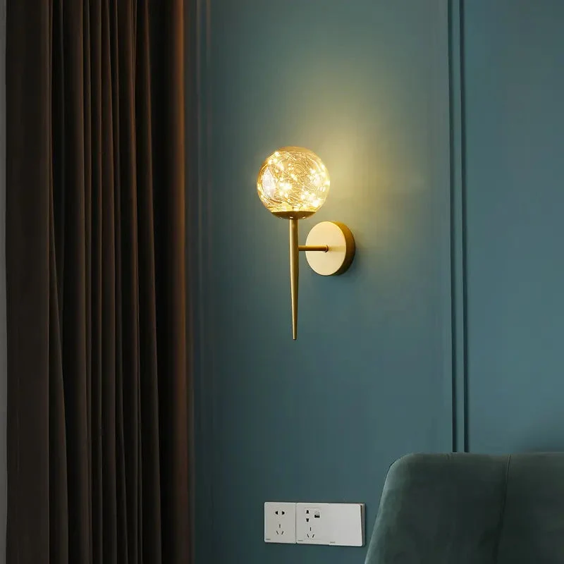 Nordic magic bean wall lamp bedroom bedside lamp warm romantic light luxury living room starry background wall lamp