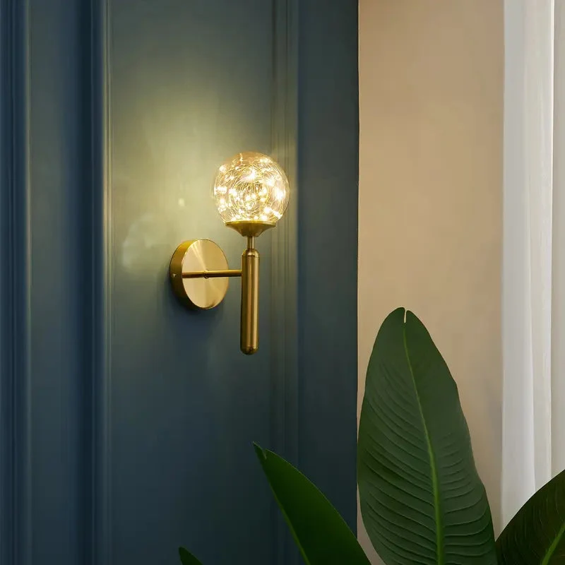 Nordic magic bean wall lamp bedroom bedside lamp warm romantic light luxury living room starry background wall lamp