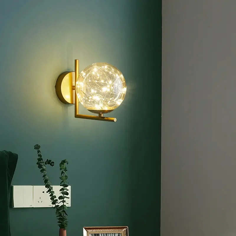 Nordic magic bean wall lamp bedroom bedside lamp warm romantic light luxury living room starry background wall lamp