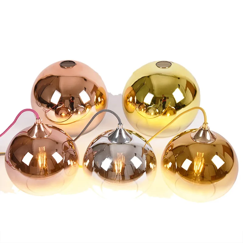 Bronze silver Gold Nordic gradient glass ball pendant light