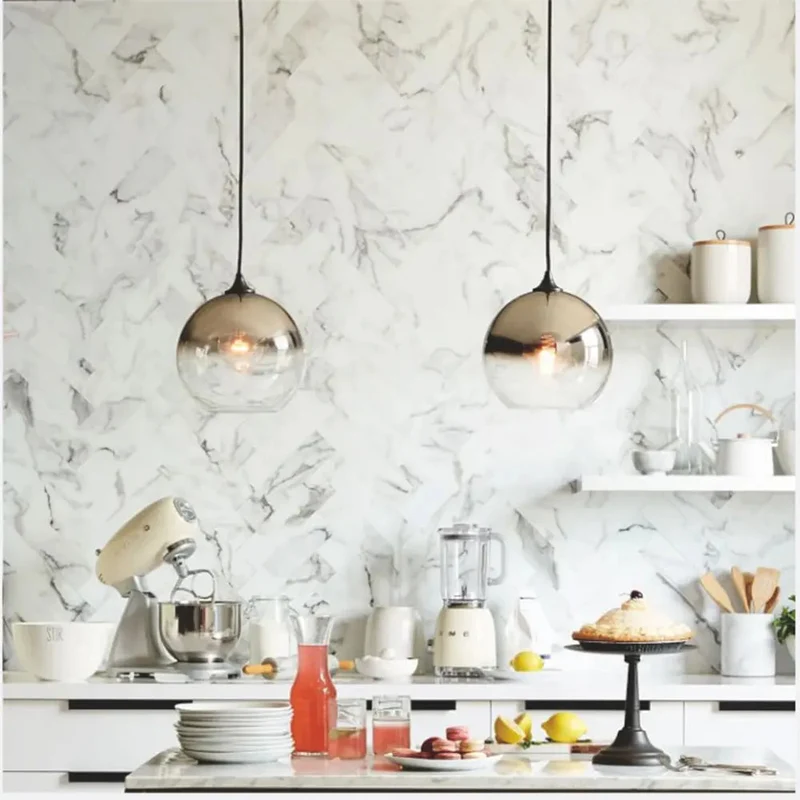 Bronze silver Gold Nordic gradient glass ball pendant light