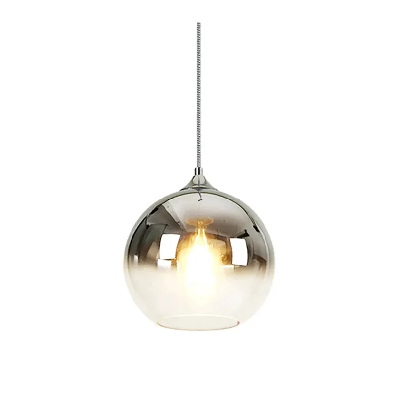 Bronze silver Gold Nordic gradient glass ball pendant light