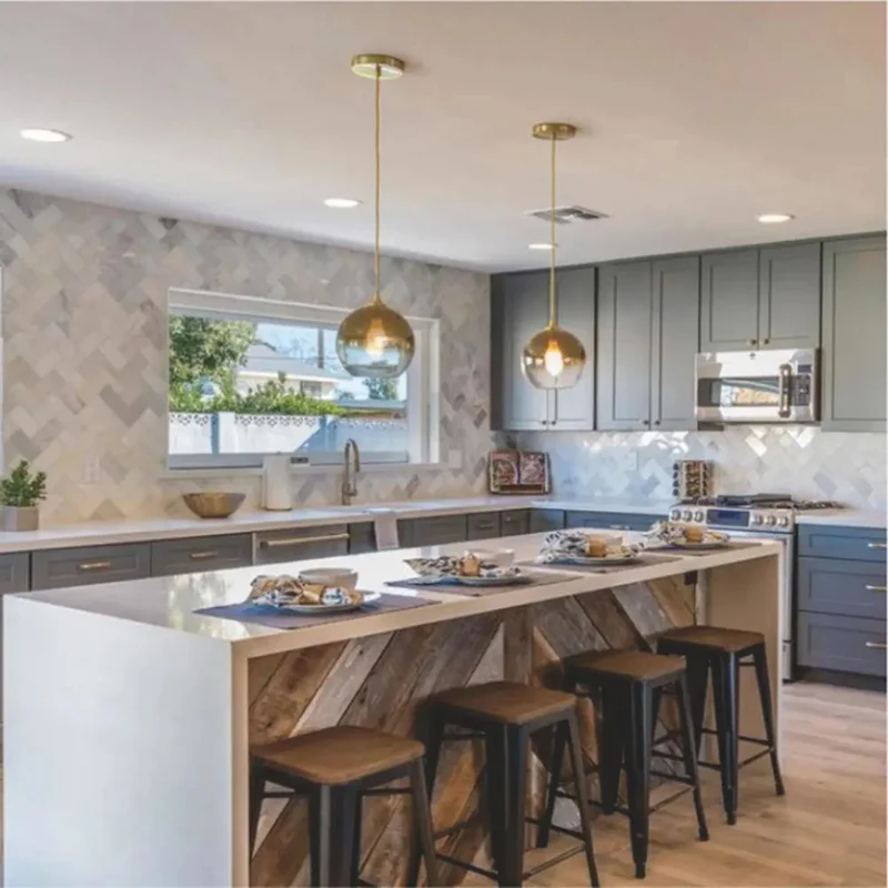 Bronze silver Gold Nordic gradient glass ball pendant light