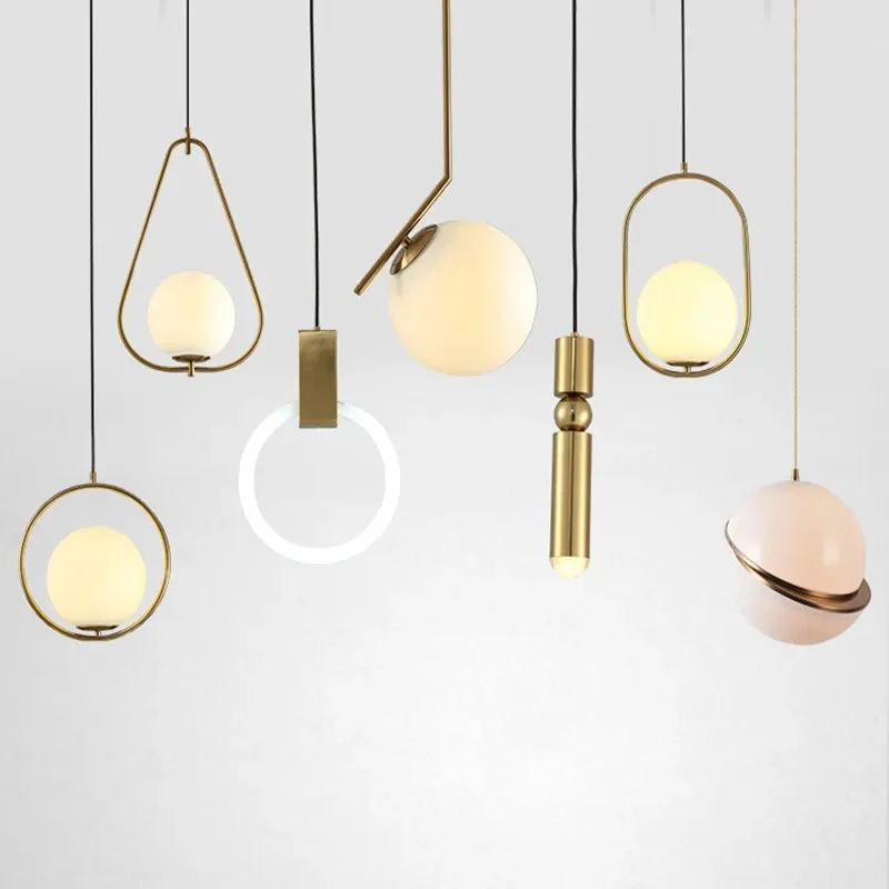 Nordic postmodern simple chandelier living room creative personality glass ball dining room bedroom bedside small chandelier