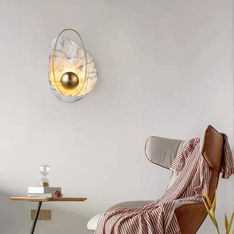 Nordic minimalist shell light luxury bedroom bedside living room decoration wall lamp designer background wall lamp