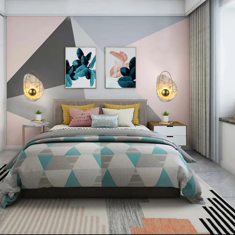 Nordic minimalist shell light luxury bedroom bedside living room decoration wall lamp designer background wall lamp