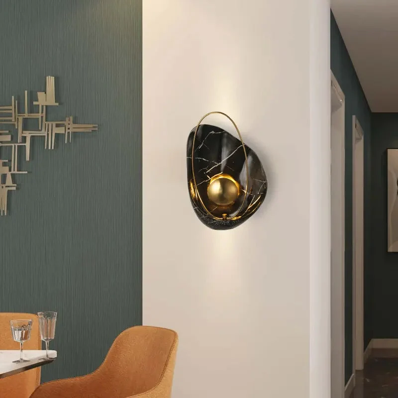 Nordic minimalist shell light luxury bedroom bedside living room decoration wall lamp designer background wall lamp