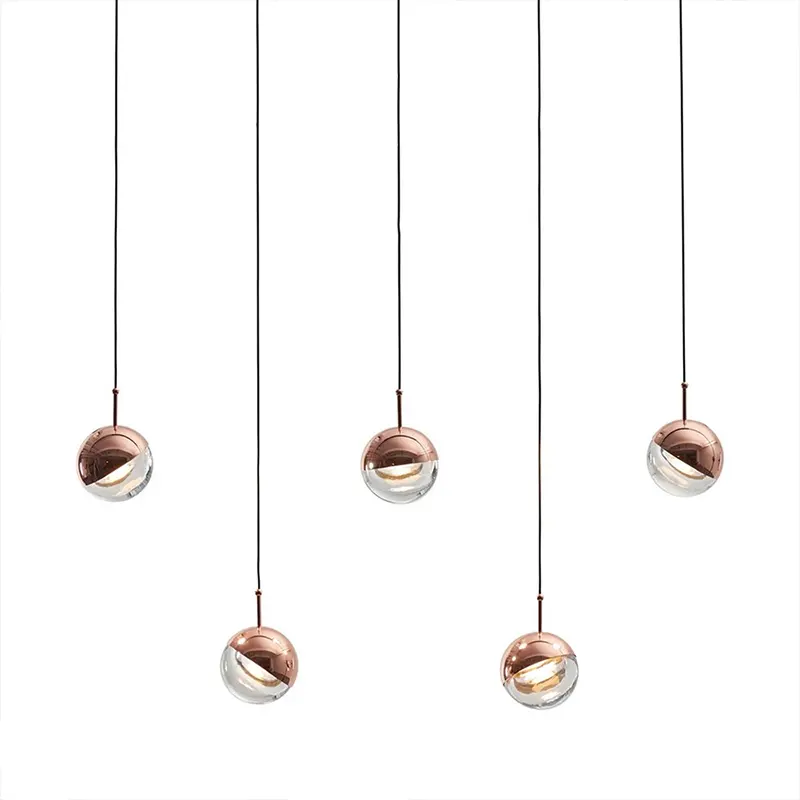 Modern minimalist creative personality dining ball lamp Nordic bedroom bedside glass small chandelier designer