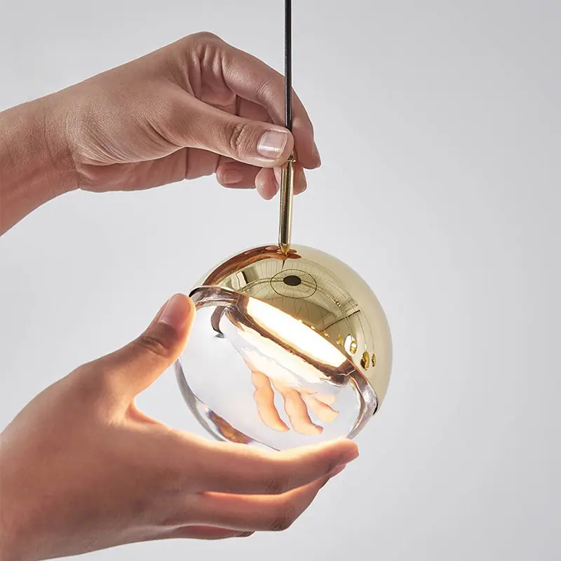 Modern minimalist creative personality dining ball lamp Nordic bedroom bedside glass small chandelier designer