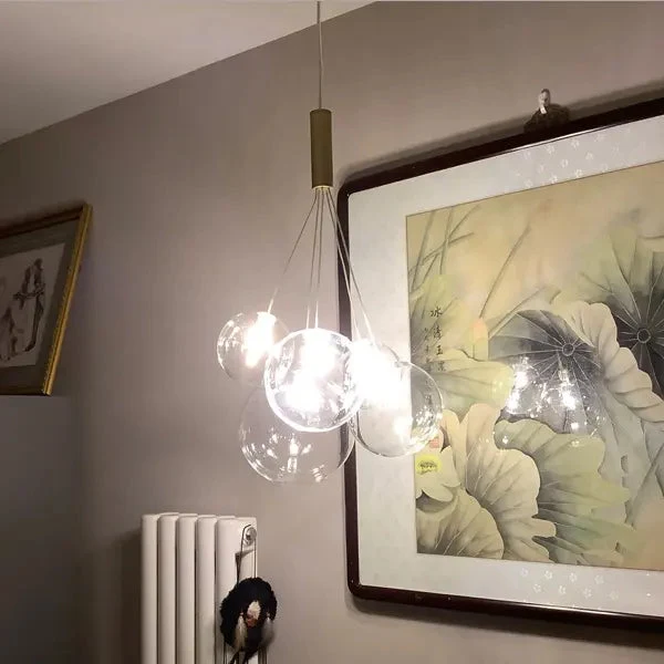 Nordic style dining room chandelier bedroom net red ins simple creative living room glass ball bubble lamp