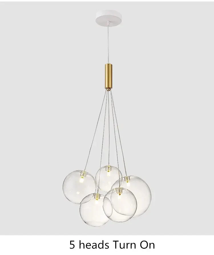 Nordic style dining room chandelier bedroom net red ins simple creative living room glass ball bubble lamp