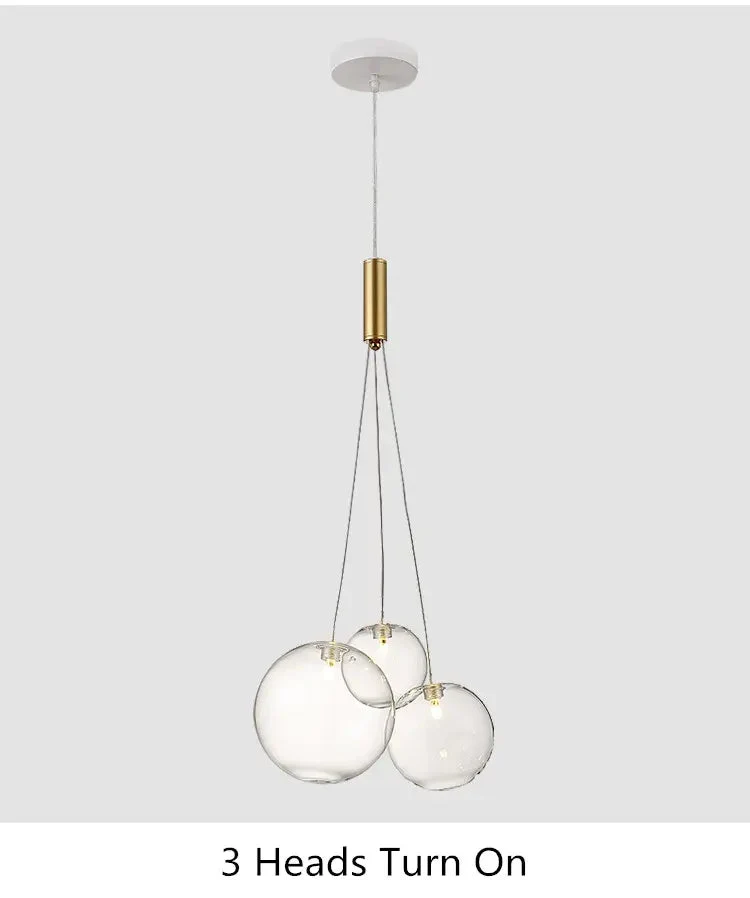 Nordic style dining room chandelier bedroom net red ins simple creative living room glass ball bubble lamp