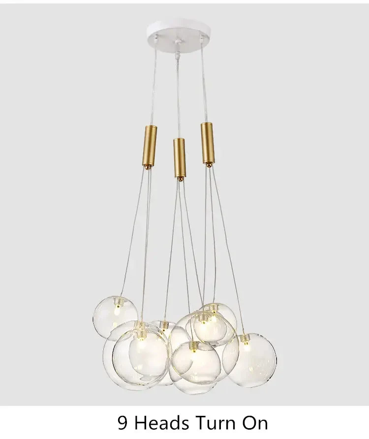 Nordic style dining room chandelier bedroom net red ins simple creative living room glass ball bubble lamp