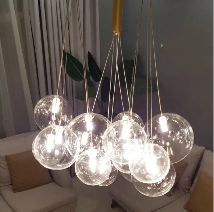 Nordic style dining room chandelier bedroom net red ins simple creative living room glass ball bubble lamp