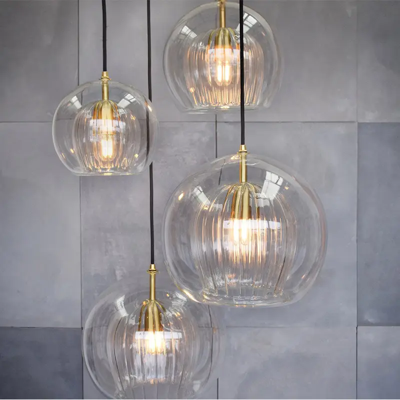 Nordic minimalist bedside glass lamp bedroom creative restaurant bar single-head small chandelier staircase chandelier