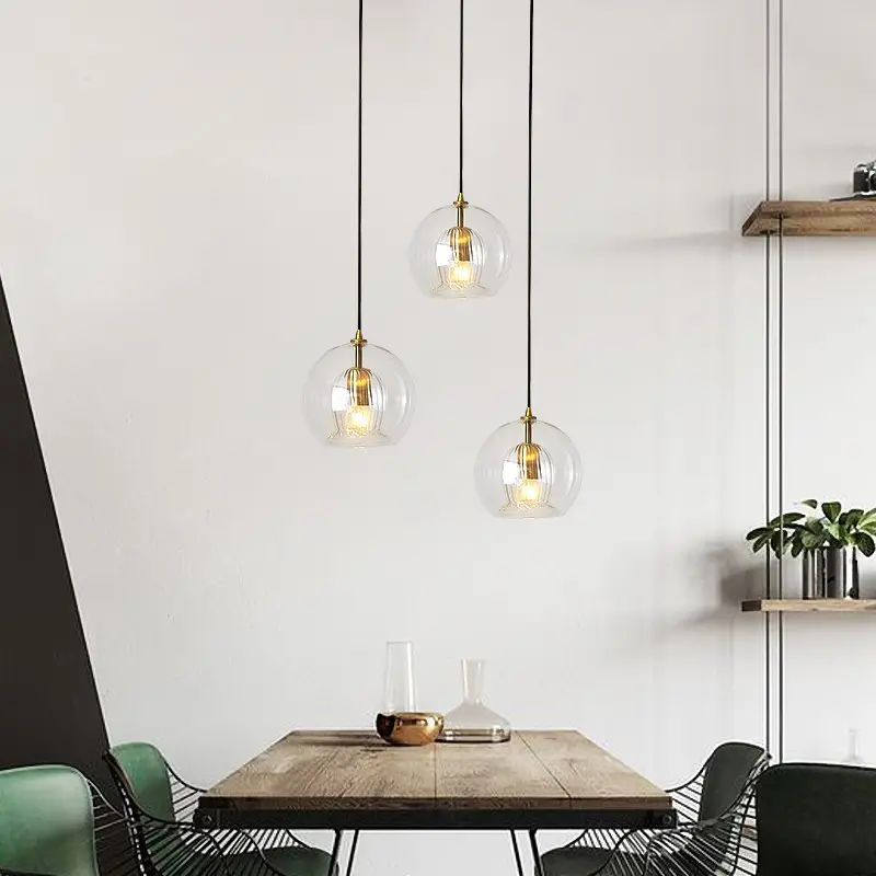 Nordic minimalist bedside glass lamp bedroom creative restaurant bar single-head small chandelier staircase chandelier