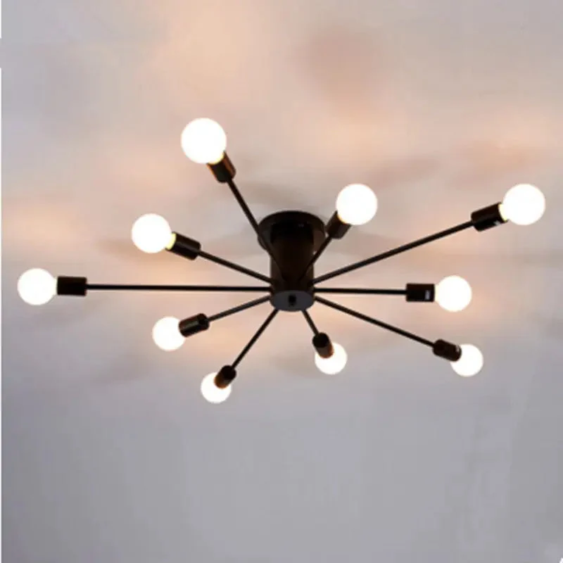 Modern minimalist industrial wind spider ceiling light living room bedroom wrought iron ceiling light