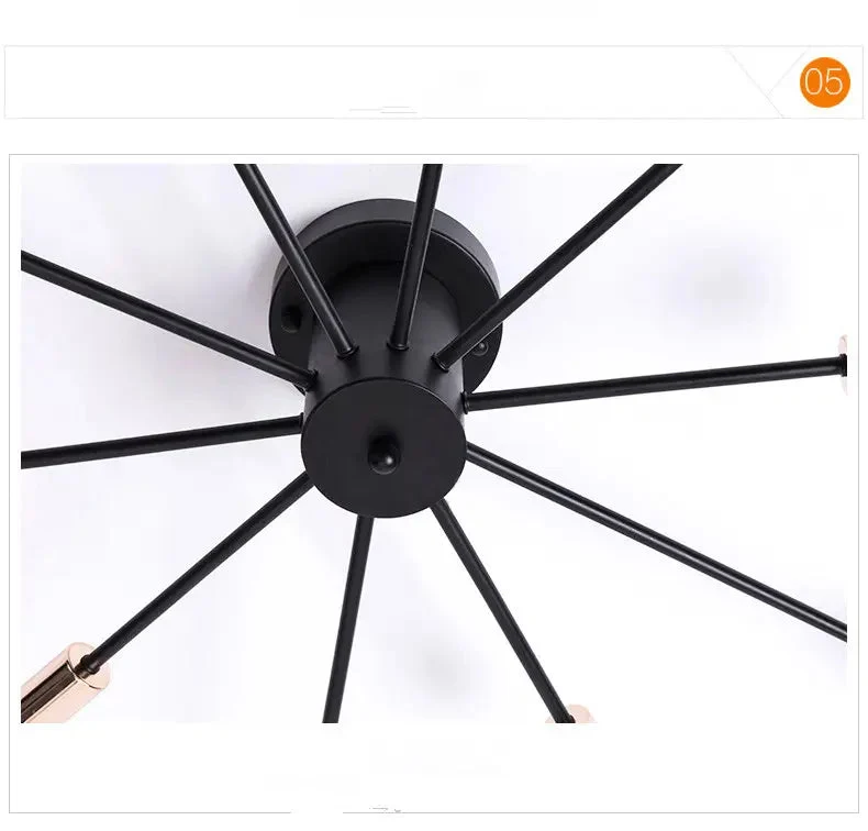 Modern minimalist industrial wind spider ceiling light living room bedroom wrought iron ceiling light