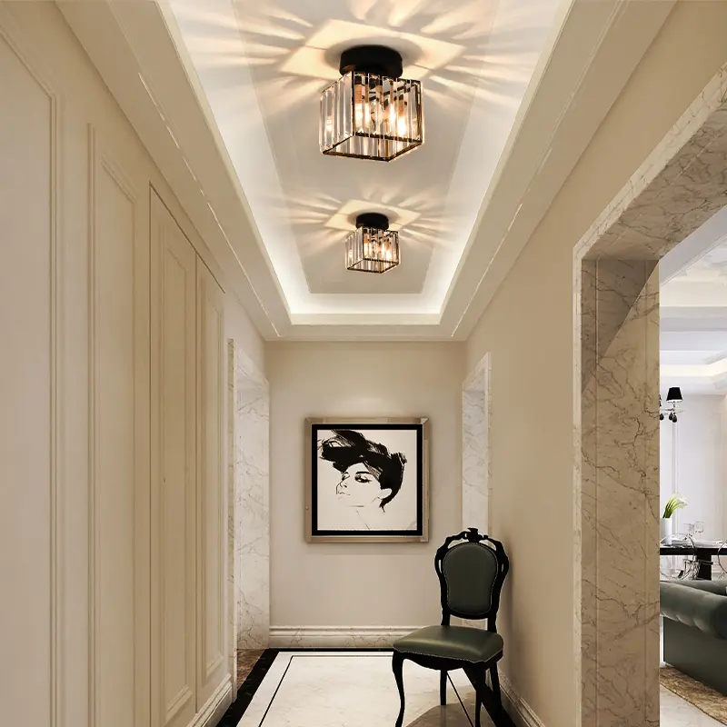 Nordic Luxury Crystal Modern Simple Creative Downlight Foyer Entrance Aisle Corridor ceiling Lights