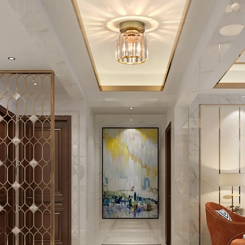 Nordic Luxury Crystal Modern Simple Creative Downlight Foyer Entrance Aisle Corridor ceiling Lights