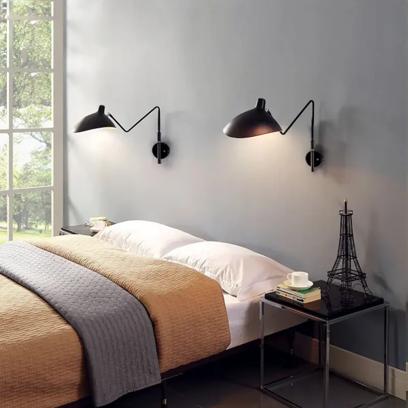 French Designer Black White Wall Lamp Sconce Light