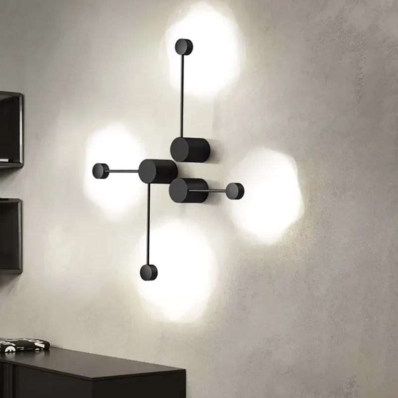 Nordic led wall light fixture modern simple black wrought iron bedroom bedside reading lamp living room Aisle staircase sconces