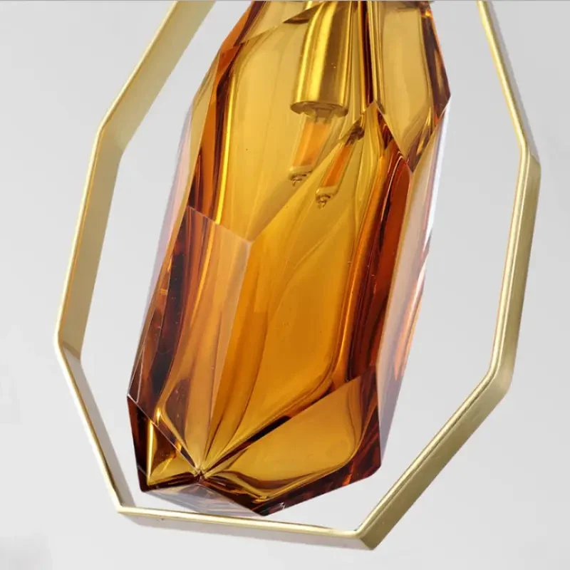 Europe Crystal Amber Glass Pendant Light