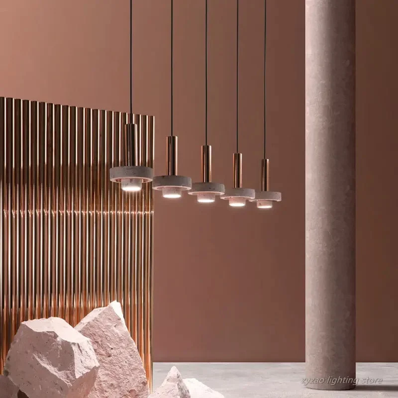 Luxury Dining Room Restaurant Kitchen Hanging Lights Nordic Living Room Bedroom Pendent Lamp Bar Creative Stone Pendent Lights