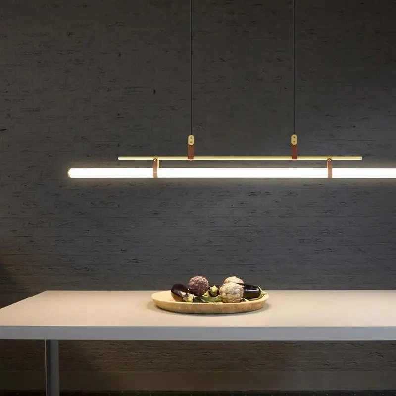 Nordic Dining Table Restaurant Hanging Lights Minimalist Dining Room Led Pendant Lights Modern Minimalist Tube Line Pendant Lamp