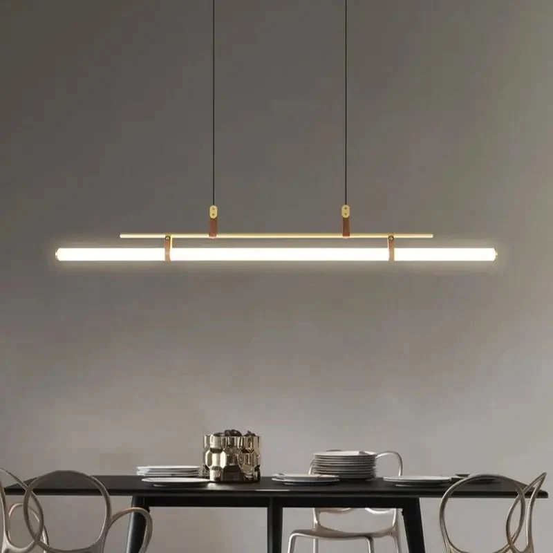 Nordic Dining Table Restaurant Hanging Lights Minimalist Dining Room Led Pendant Lights Modern Minimalist Tube Line Pendant Lamp