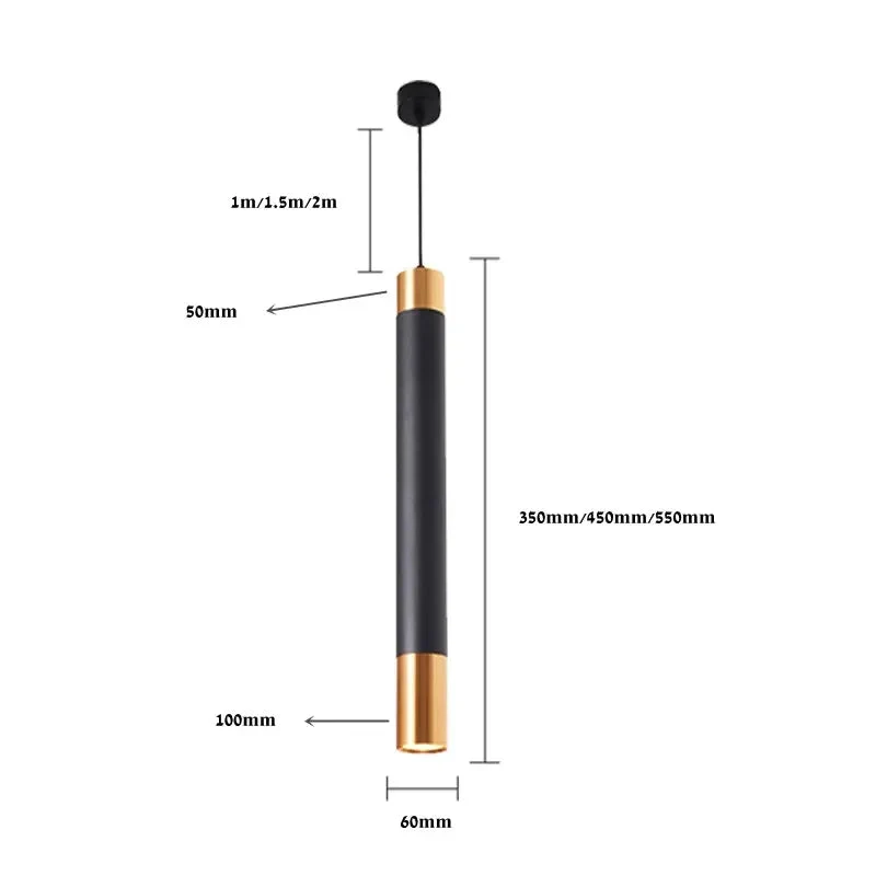 Nordic LED Ac220v 7w 12W Pendant Lamp Long Tube Decoration Cylinder Pipe Light Lamp Light Living Room Kitchen Modern
