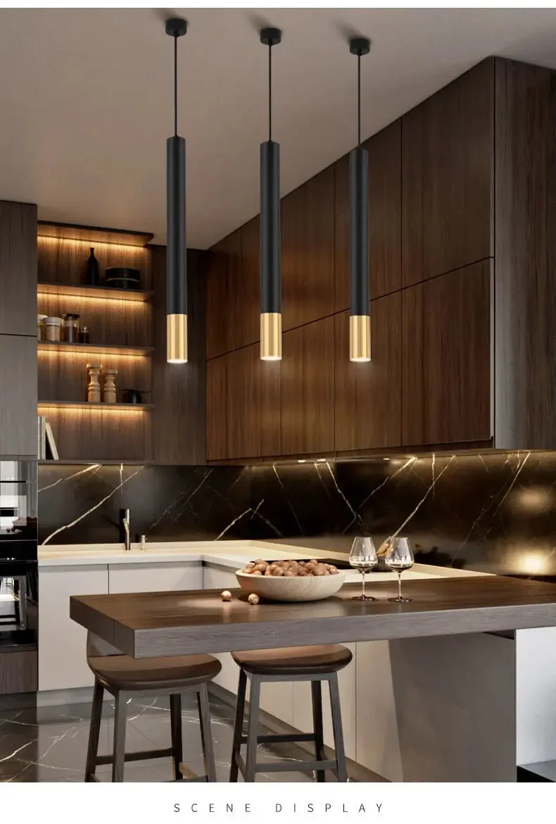 Nordic LED Ac220v 7w 12W Pendant Lamp Long Tube Decoration Cylinder Pipe Light Lamp Light Living Room Kitchen Modern