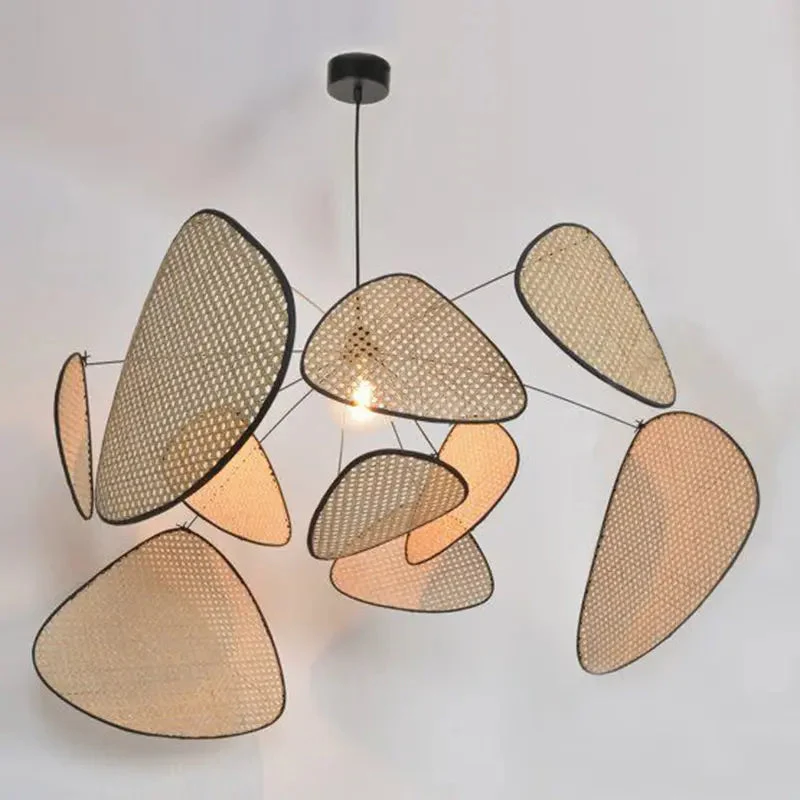 Wabi-Sabi Chandelier Japanese Zen Designer Bamboo Rattan Art Pendant Light Modern Hotel Homestay Classic Restaurant Lighting