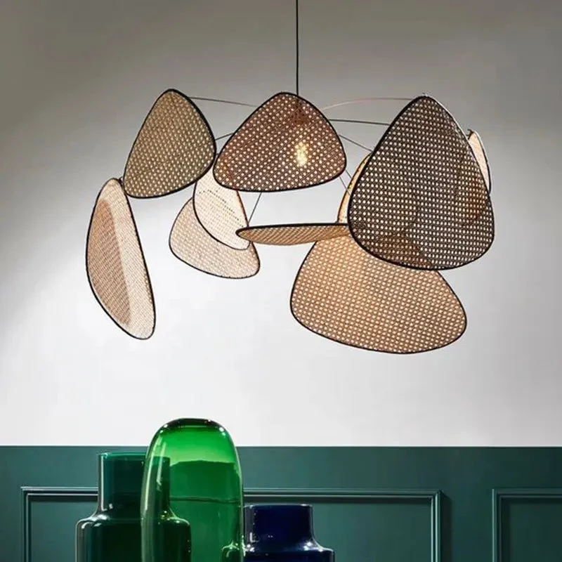 Wabi-Sabi Chandelier Japanese Zen Designer Bamboo Rattan Art Pendant Light Modern Hotel Homestay Classic Restaurant Lighting