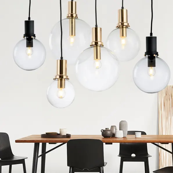 Nordic restaurant glass ball small chandelier modern minimalist single head living room coffee shop decorative lamp