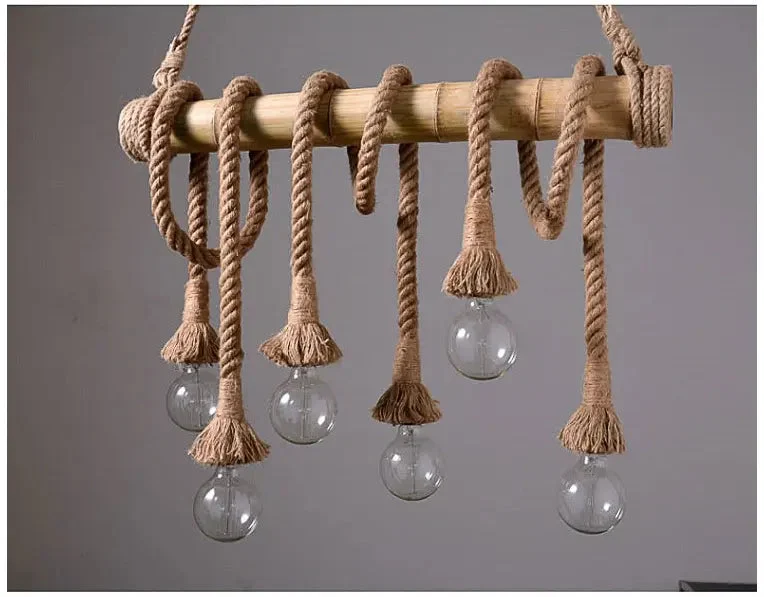 Bamboo hemp rope pendant lights creative restaurant decoration lamp
