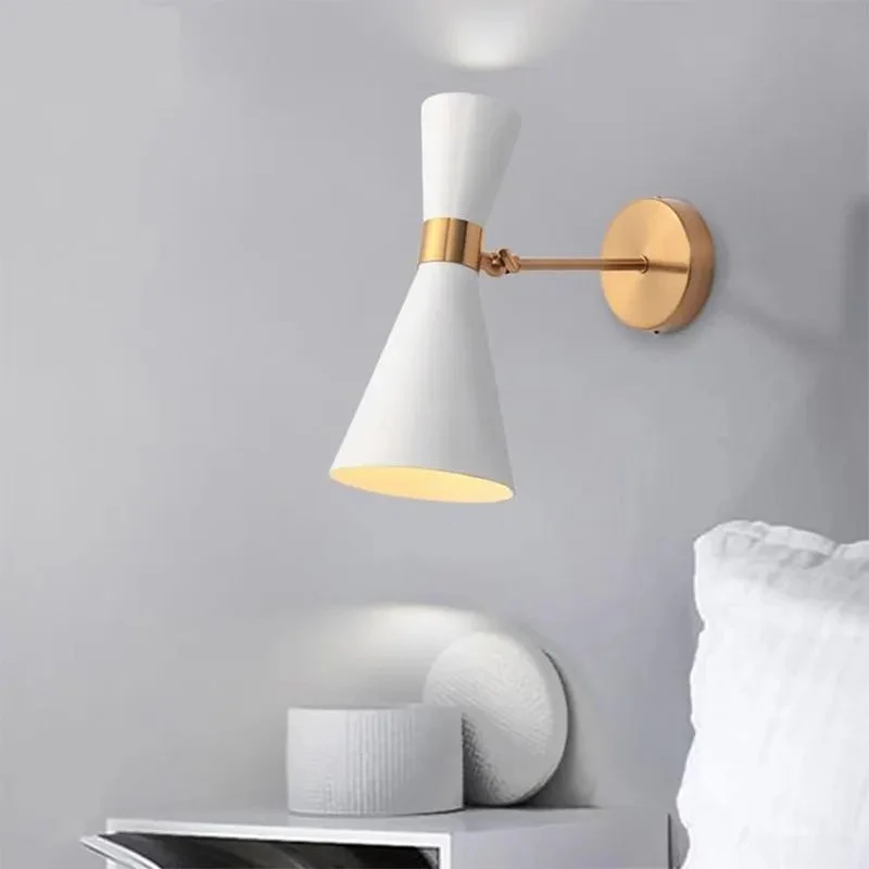 Nordic Minimalist Wrought Wall Lights 110-240V LED E27 Modern Double Head Adjustable Iron Wall Lamp for Aisle Corridor Bedroom